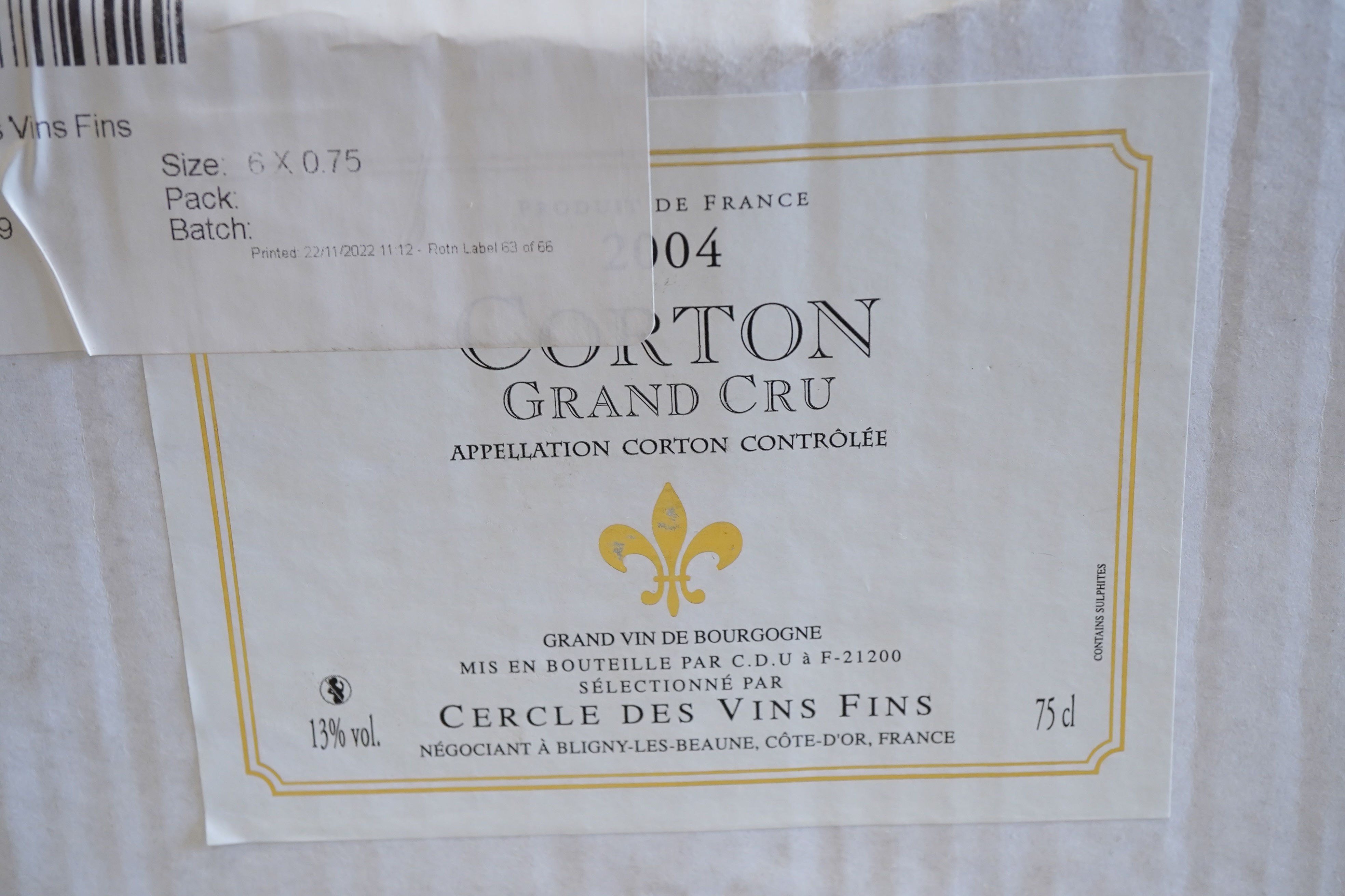 Cercle des Vins Fins, Corton Grand Cru, 2004